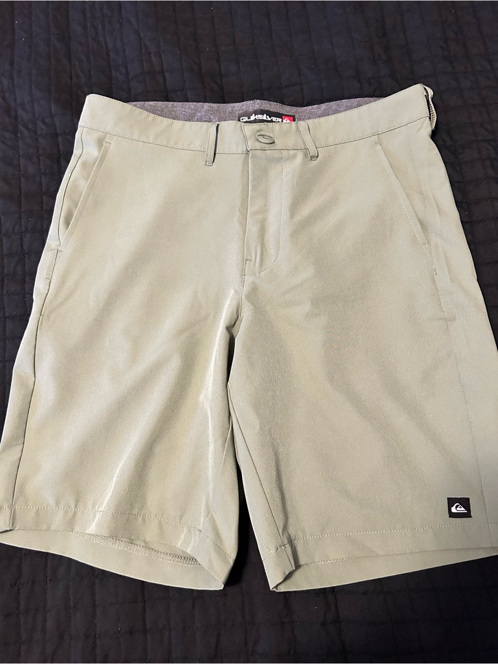 Quiksilver Olive Green Stretch Chino-Style Athletic Shorts